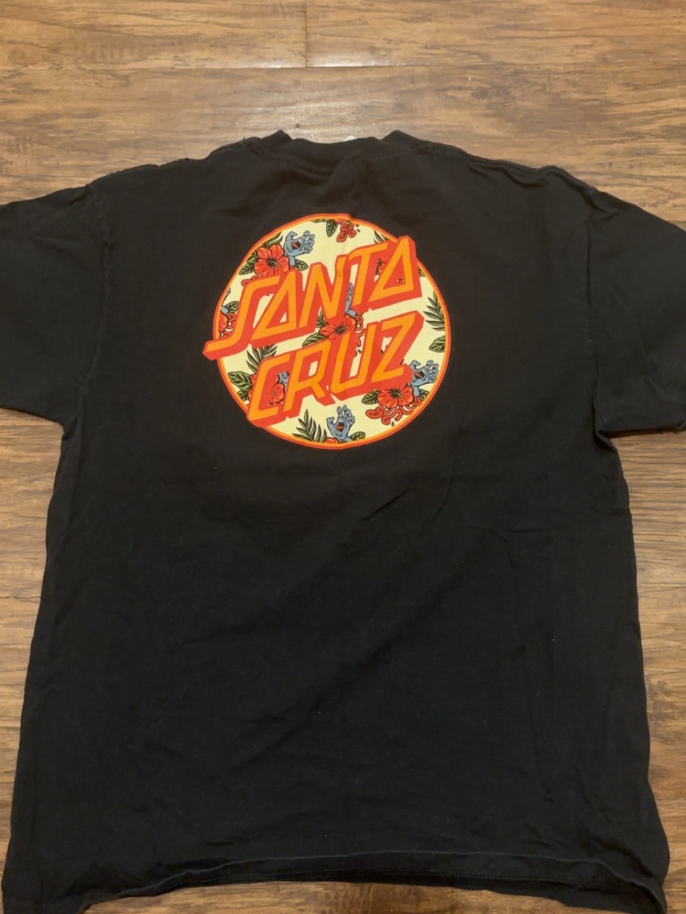 Santa Cruz Skateboards Black Tee with Orange Logo
